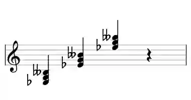 Sheet music of Eb Mb5 in three octaves
